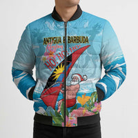 Personalized Antigua and Barbuda Christmas Bomber Puffer Jacket Windsurfing Santa Caribbean Tropical Style - Wonder Print Shop