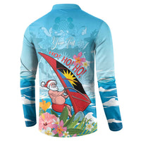 Personalized Antigua and Barbuda Christmas Button Sweatshirt Windsurfing Santa Caribbean Tropical Style - Wonder Print Shop