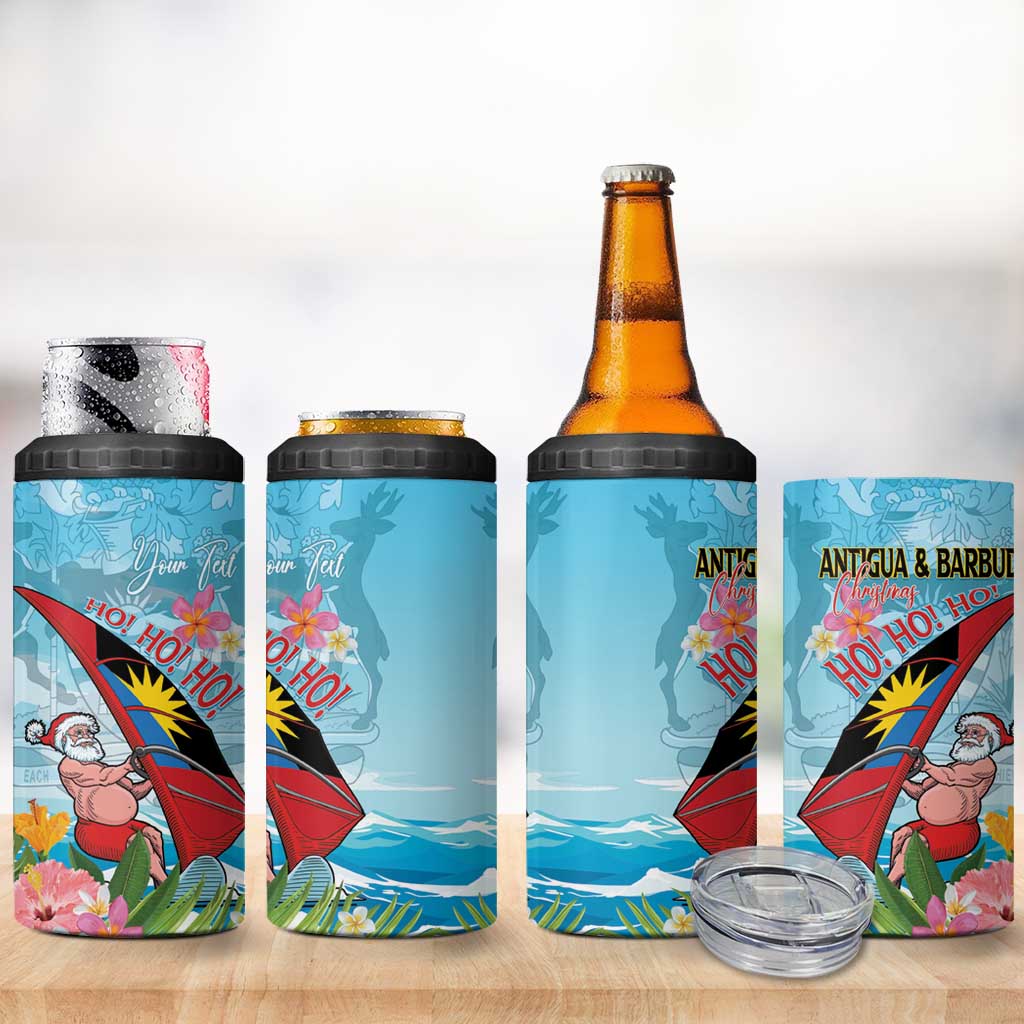 Personalized Antigua and Barbuda Christmas 4 in 1 Can Cooler Tumbler Windsurfing Santa Caribbean Tropical Style - Wonder Print Shop
