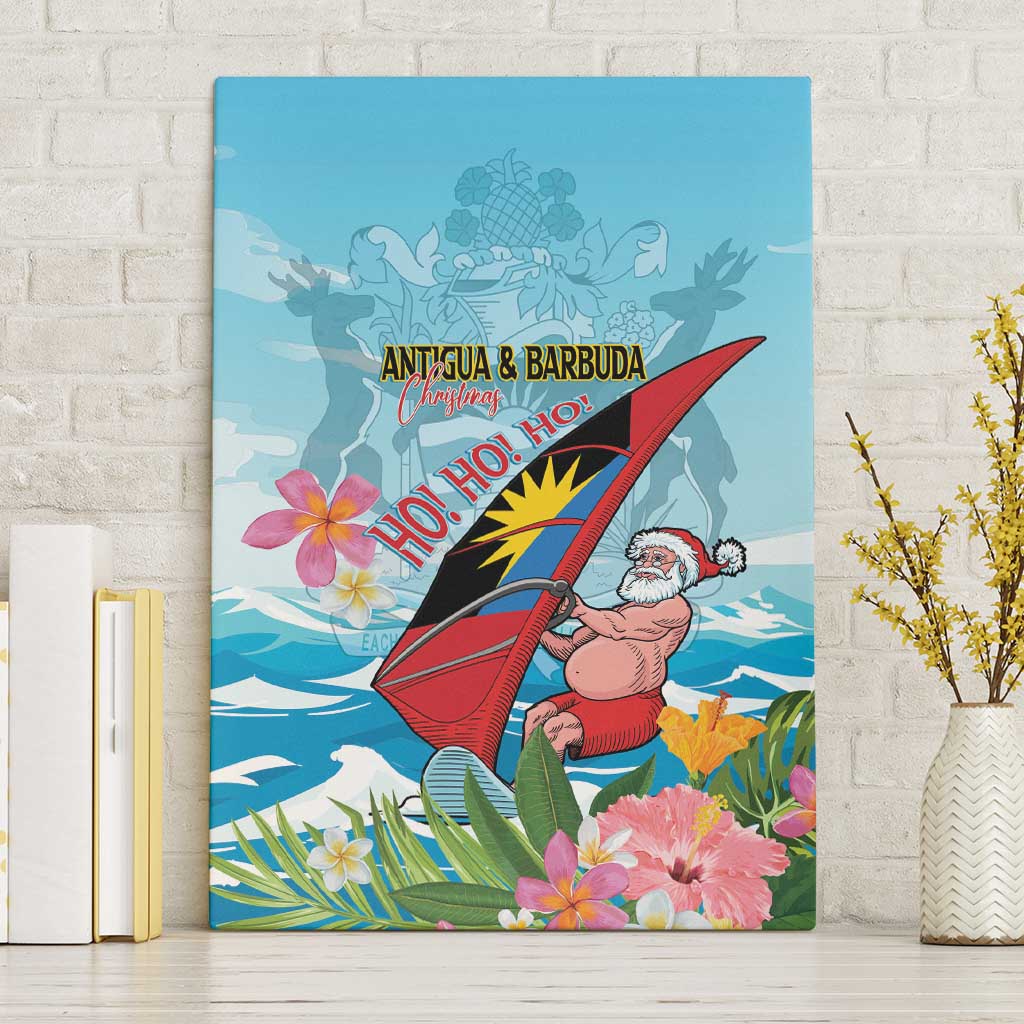 Personalized Antigua and Barbuda Christmas Canvas Wall Art Windsurfing Santa Caribbean Tropical Style - Wonder Print Shop