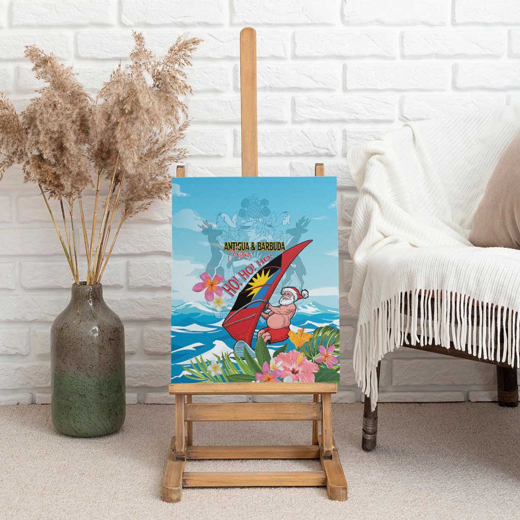 Personalized Antigua and Barbuda Christmas Canvas Wall Art Windsurfing Santa Caribbean Tropical Style - Wonder Print Shop