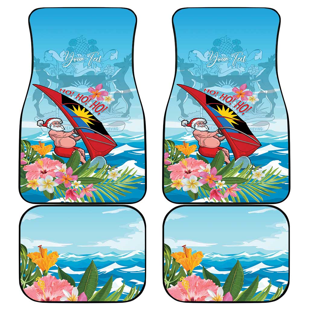 Personalized Antigua and Barbuda Christmas Car Mats Windsurfing Santa Caribbean Tropical Style - Wonder Print Shop