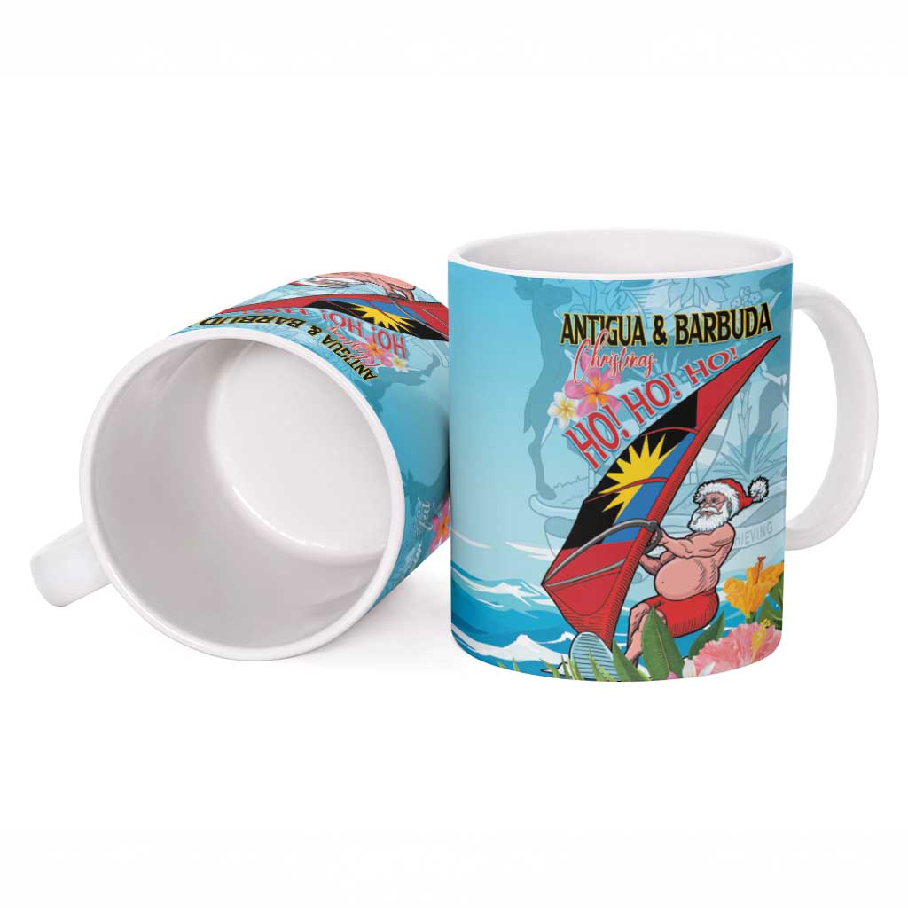 Personalized Antigua and Barbuda Christmas Ceramic Mug Windsurfing Santa Caribbean Tropical Style - Wonder Print Shop