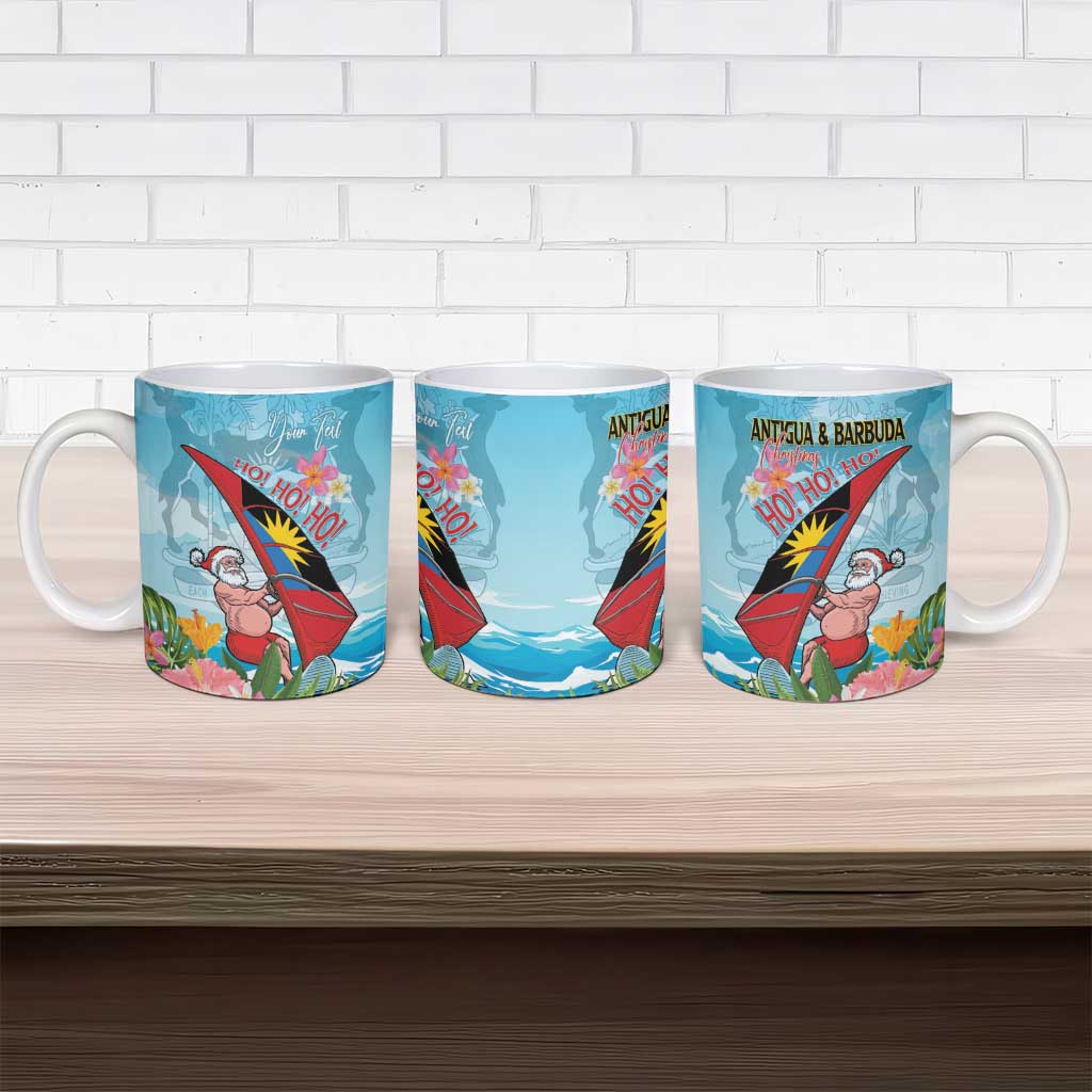 Personalized Antigua and Barbuda Christmas Ceramic Mug Windsurfing Santa Caribbean Tropical Style - Wonder Print Shop