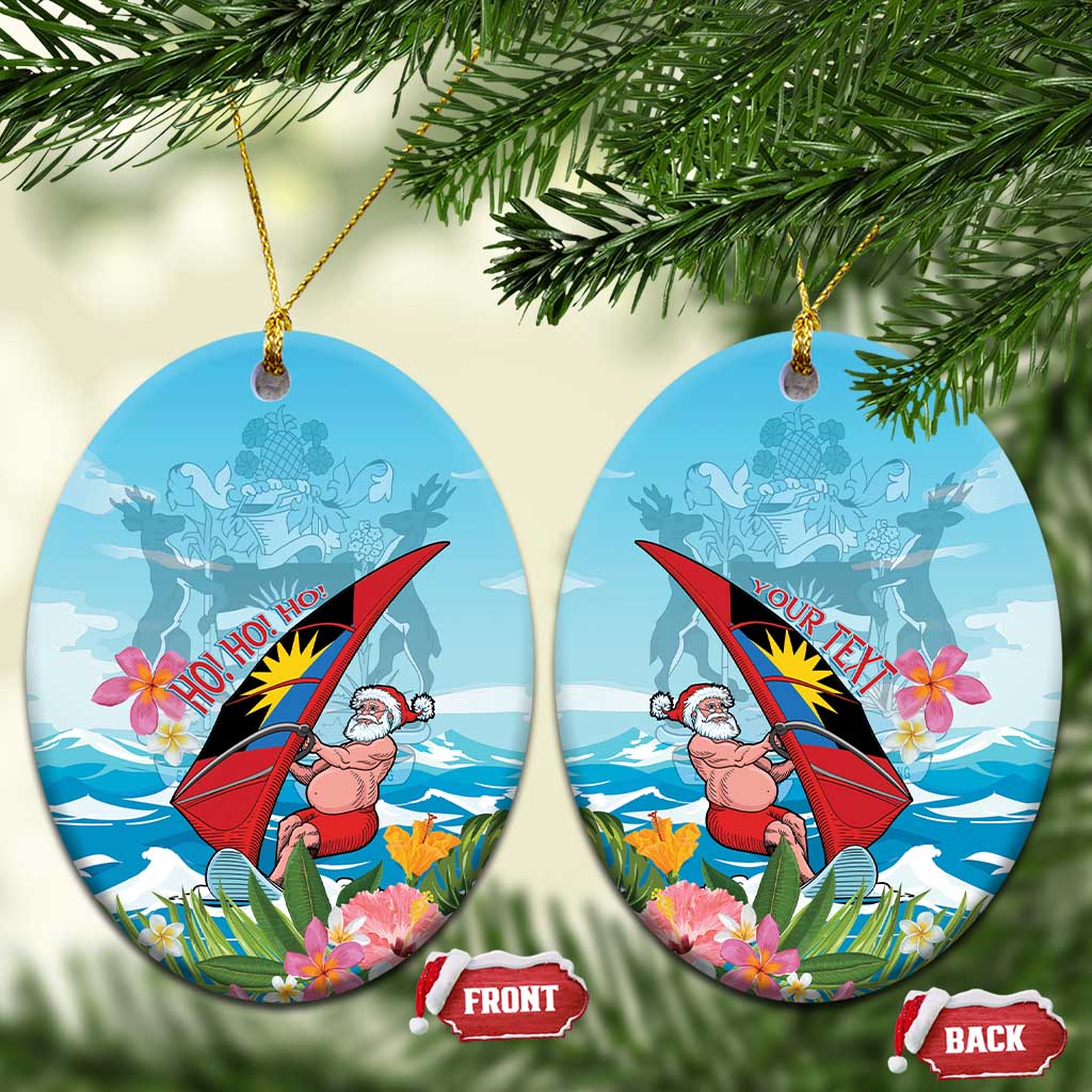 Personalized Antigua and Barbuda Christmas Ceramic Ornament Windsurfing Santa Caribbean Tropical Style - Wonder Print Shop