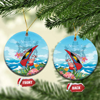 Personalized Antigua and Barbuda Christmas Ceramic Ornament Windsurfing Santa Caribbean Tropical Style - Wonder Print Shop