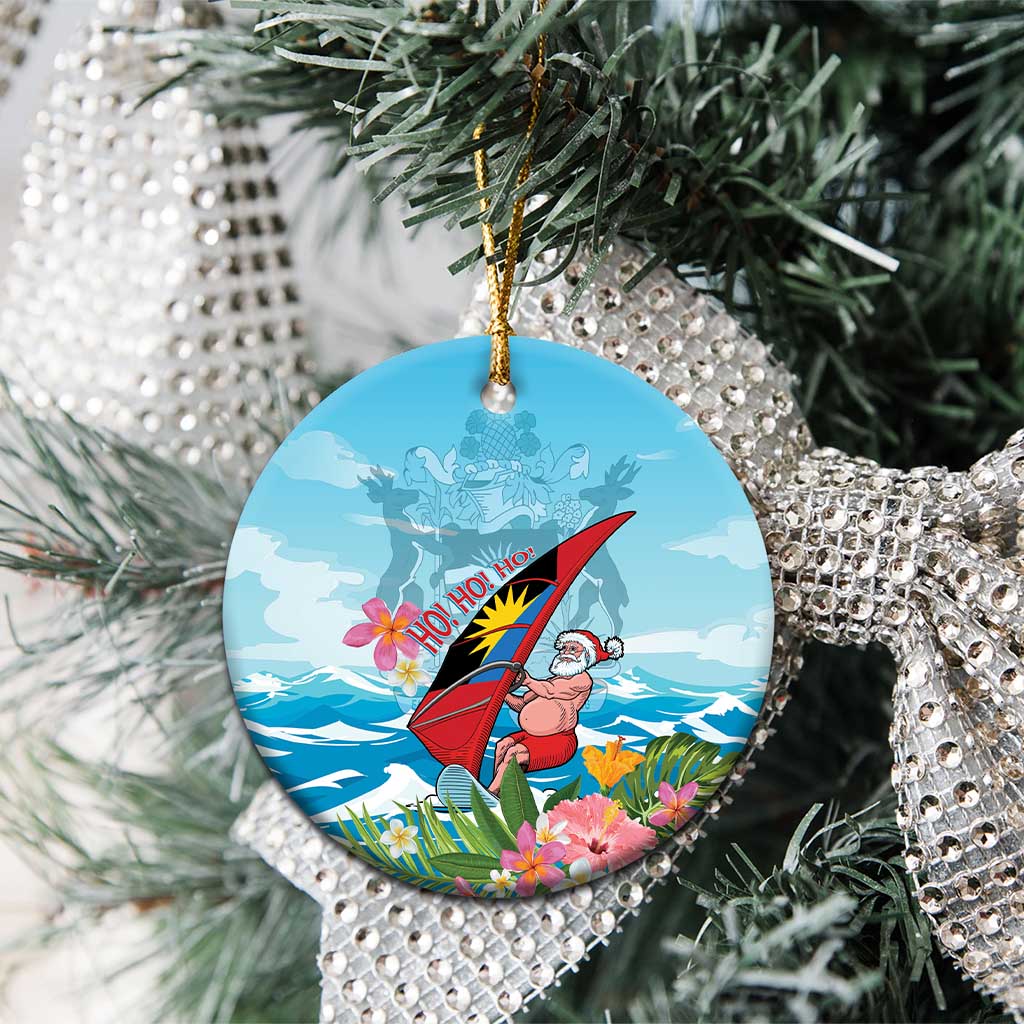 Personalized Antigua and Barbuda Christmas Ceramic Ornament Windsurfing Santa Caribbean Tropical Style - Wonder Print Shop