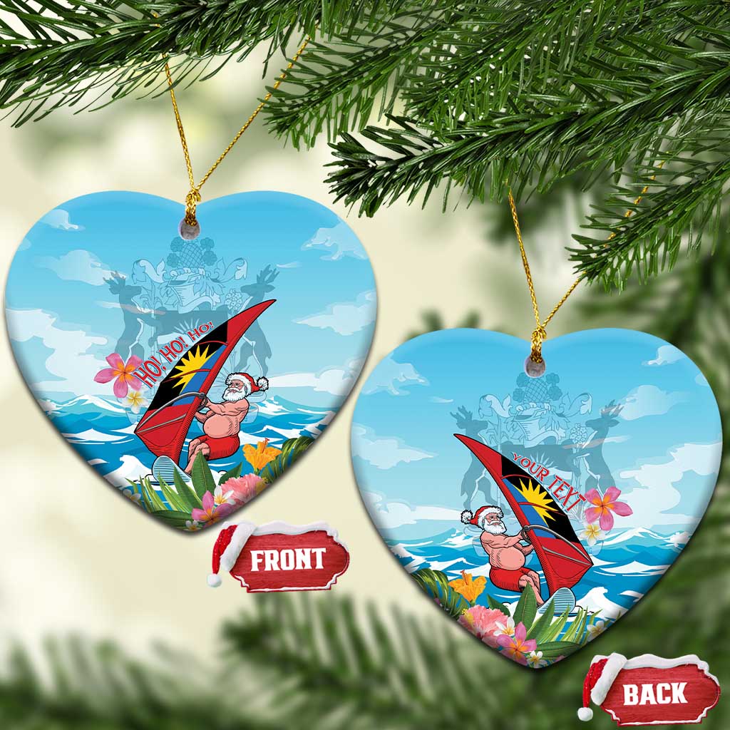 Personalized Antigua and Barbuda Christmas Ceramic Ornament Windsurfing Santa Caribbean Tropical Style - Wonder Print Shop