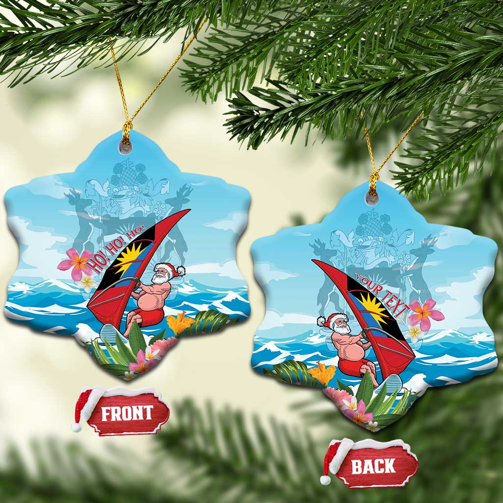 Personalized Antigua and Barbuda Christmas Ceramic Ornament Windsurfing Santa Caribbean Tropical Style - Wonder Print Shop