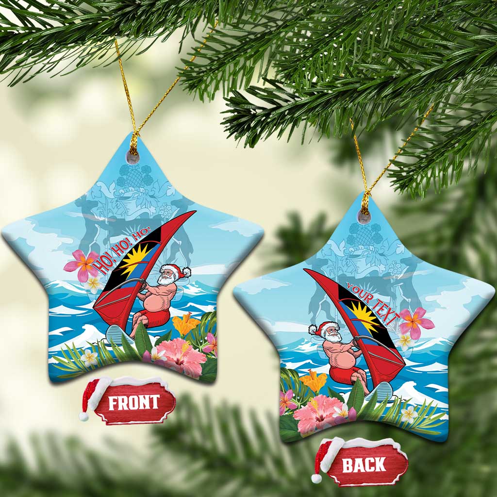 Personalized Antigua and Barbuda Christmas Ceramic Ornament Windsurfing Santa Caribbean Tropical Style - Wonder Print Shop
