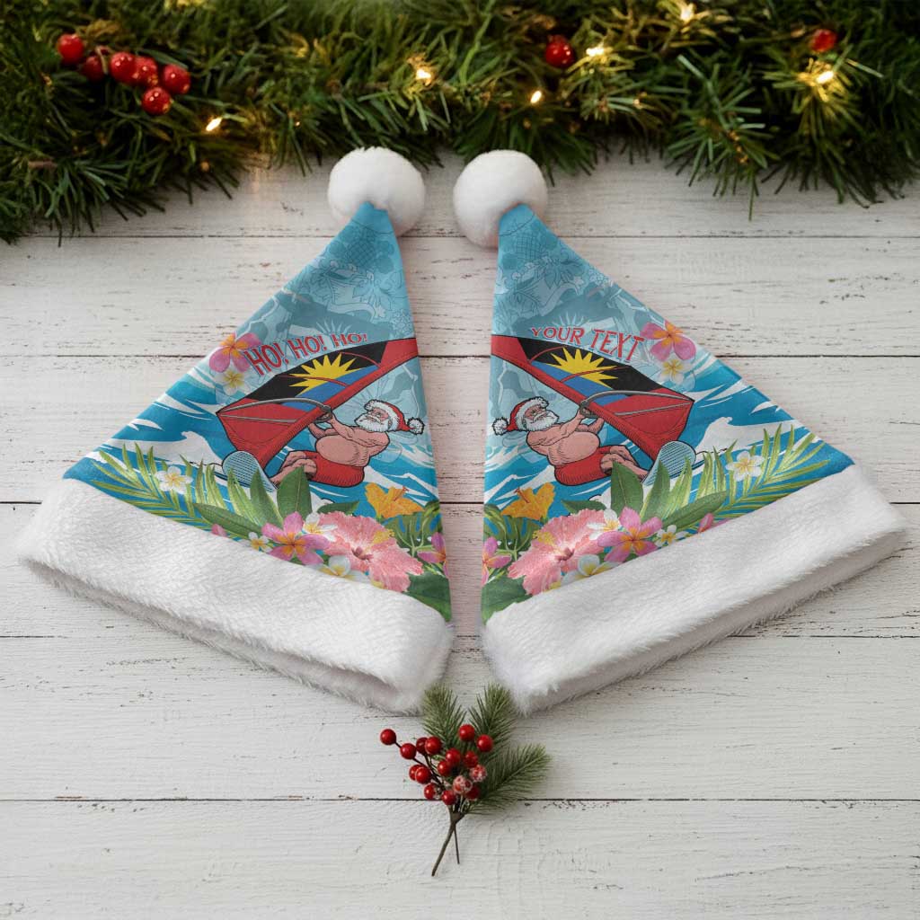 Personalized Antigua and Barbuda Christmas Santa Hat Windsurfing Santa Caribbean Tropical Style - Wonder Print Shop