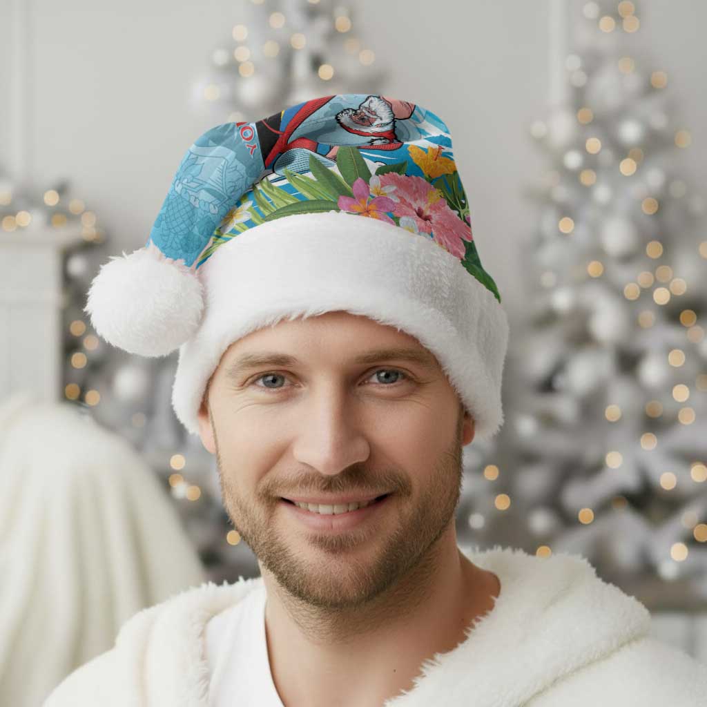 Personalized Antigua and Barbuda Christmas Santa Hat Windsurfing Santa Caribbean Tropical Style - Wonder Print Shop