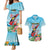 Personalized Antigua and Barbuda Christmas Couples Matching Mermaid Dress and Hawaiian Shirt Windsurfing Santa Caribbean Tropical Style - Wonder Print Shop
