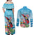 Personalized Antigua and Barbuda Christmas Couples Matching Off Shoulder Maxi Dress and Long Sleeve Button Shirt Windsurfing Santa Caribbean Tropical Style - Wonder Print Shop