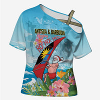 Personalized Antigua and Barbuda Christmas Cross Shoulder Shirt Windsurfing Santa Caribbean Tropical Style - Wonder Print Shop