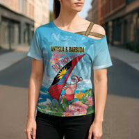 Personalized Antigua and Barbuda Christmas Cross Shoulder Shirt Windsurfing Santa Caribbean Tropical Style - Wonder Print Shop