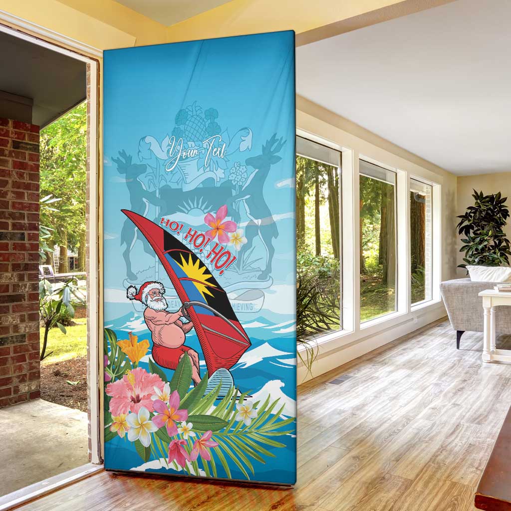 Personalized Antigua and Barbuda Christmas Door Cover Windsurfing Santa Caribbean Tropical Style - Wonder Print Shop