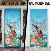 Personalized Antigua and Barbuda Christmas Door Cover Windsurfing Santa Caribbean Tropical Style - Wonder Print Shop