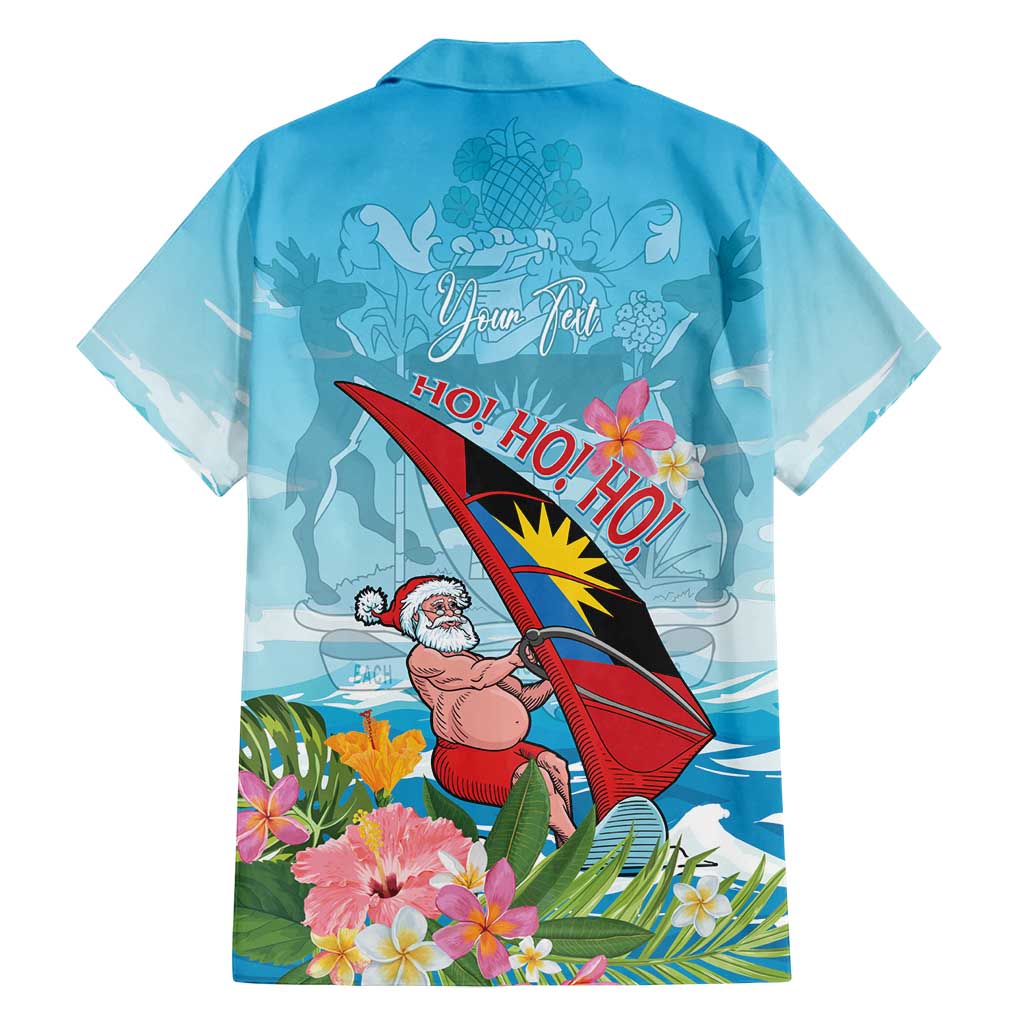 Personalized Antigua and Barbuda Christmas Family Matching Long Sleeve Bodycon Dress and Hawaiian Shirt Windsurfing Santa Caribbean Tropical Style - Wonder Print Shop