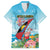 Personalized Antigua and Barbuda Christmas Family Matching Short Sleeve Bodycon Dress and Hawaiian Shirt Windsurfing Santa Caribbean Tropical Style - Wonder Print Shop