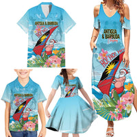 Personalized Antigua and Barbuda Christmas Family Matching Summer Maxi Dress and Hawaiian Shirt Windsurfing Santa Caribbean Tropical Style - Wonder Print Shop