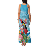 Personalized Antigua and Barbuda Christmas Family Matching Tank Maxi Dress and Hawaiian Shirt Windsurfing Santa Caribbean Tropical Style - Wonder Print Shop