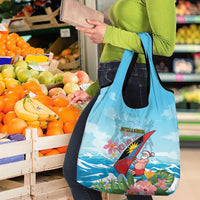 Personalized Antigua and Barbuda Christmas Grocery Bag Windsurfing Santa Caribbean Tropical Style - Wonder Print Shop