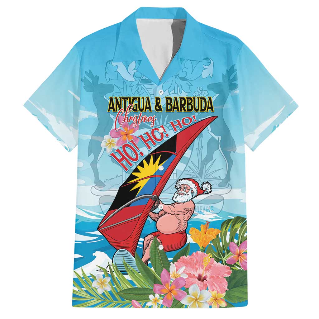 Personalized Antigua and Barbuda Christmas Hawaiian Shirt Windsurfing Santa Caribbean Tropical Style - Wonder Print Shop