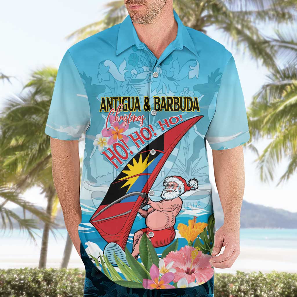 Personalized Antigua and Barbuda Christmas Hawaiian Shirt Windsurfing Santa Caribbean Tropical Style - Wonder Print Shop