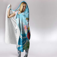 Personalized Antigua and Barbuda Christmas Hooded Blanket Windsurfing Santa Caribbean Tropical Style - Wonder Print Shop