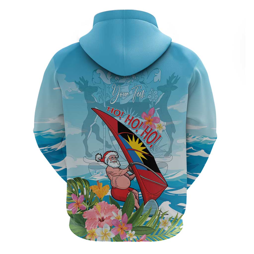 Personalized Antigua and Barbuda Christmas Hoodie Windsurfing Santa Caribbean Tropical Style - Wonder Print Shop