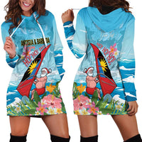 Personalized Antigua and Barbuda Christmas Hoodie Dress Windsurfing Santa Caribbean Tropical Style - Wonder Print Shop