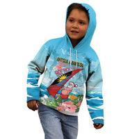 Personalized Antigua and Barbuda Christmas Kid Hoodie Windsurfing Santa Caribbean Tropical Style - Wonder Print Shop