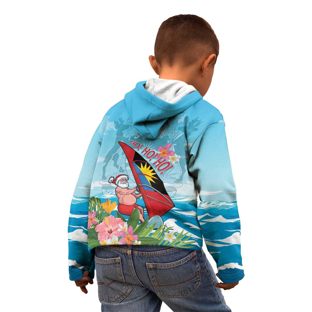 Personalized Antigua and Barbuda Christmas Kid Hoodie Windsurfing Santa Caribbean Tropical Style - Wonder Print Shop