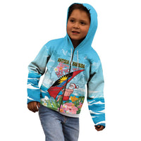 Personalized Antigua and Barbuda Christmas Kid Hoodie Windsurfing Santa Caribbean Tropical Style - Wonder Print Shop