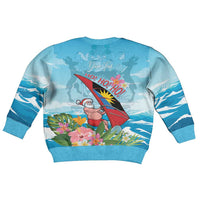 Personalized Antigua and Barbuda Christmas Kid Ugly Christmas Sweater Windsurfing Santa Caribbean Tropical Style - Wonder Print Shop