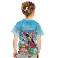 Personalized Antigua and Barbuda Christmas Kid T Shirt Windsurfing Santa Caribbean Tropical Style - Wonder Print Shop