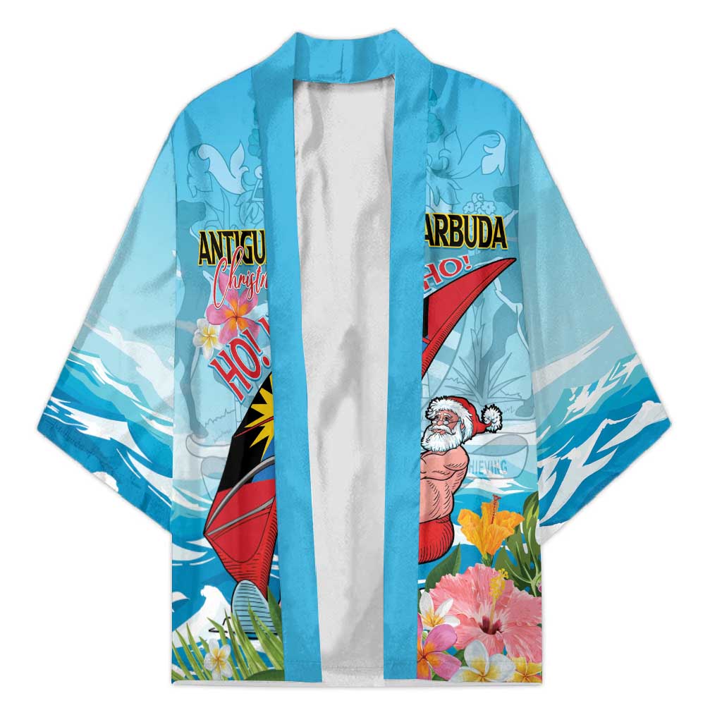Personalized Antigua and Barbuda Christmas Kimono Windsurfing Santa Caribbean Tropical Style - Wonder Print Shop