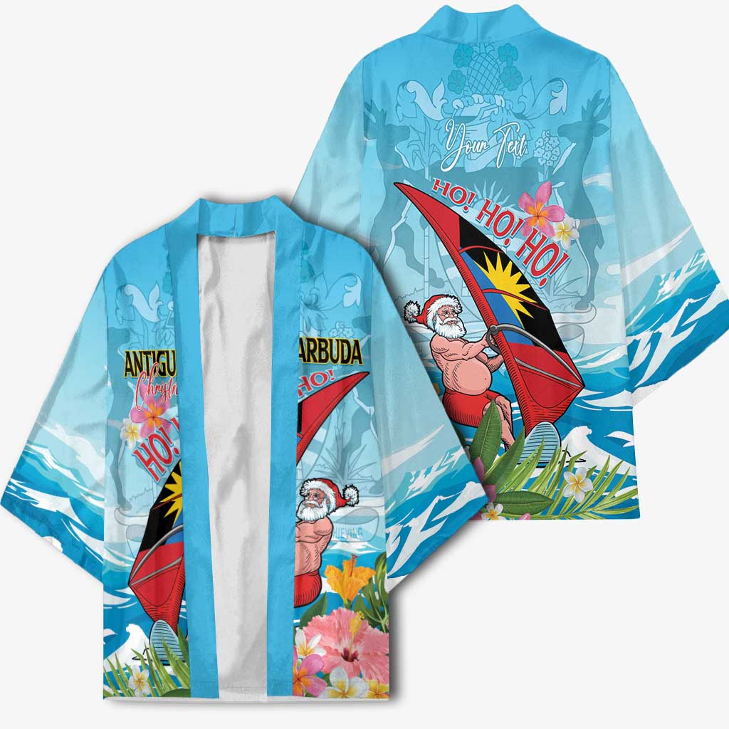 Personalized Antigua and Barbuda Christmas Kimono Windsurfing Santa Caribbean Tropical Style - Wonder Print Shop