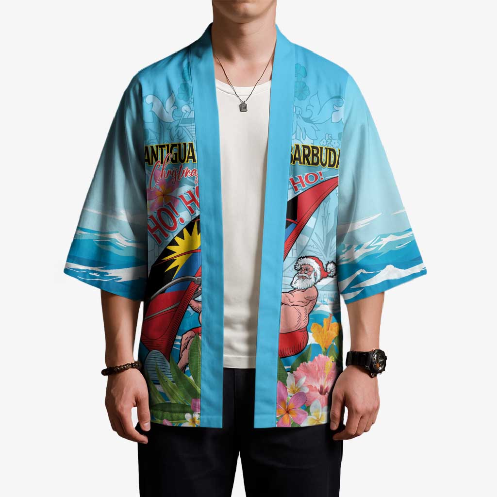 Personalized Antigua and Barbuda Christmas Kimono Windsurfing Santa Caribbean Tropical Style - Wonder Print Shop