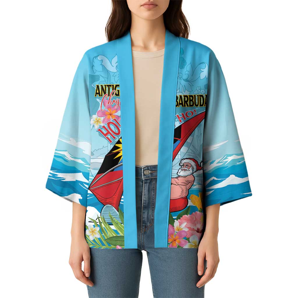 Personalized Antigua and Barbuda Christmas Kimono Windsurfing Santa Caribbean Tropical Style - Wonder Print Shop