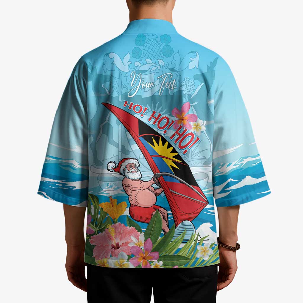 Personalized Antigua and Barbuda Christmas Kimono Windsurfing Santa Caribbean Tropical Style - Wonder Print Shop