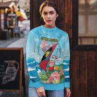 Personalized Antigua and Barbuda Christmas Ugly Christmas Sweater Windsurfing Santa Caribbean Tropical Style - Wonder Print Shop