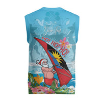 Personalized Antigua and Barbuda Christmas Knitted V-Neck Vest Windsurfing Santa Caribbean Tropical Style - Wonder Print Shop