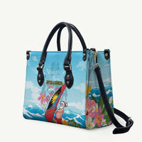 Personalized Antigua and Barbuda Christmas Leather Bag Windsurfing Santa Caribbean Tropical Style - Wonder Print Shop