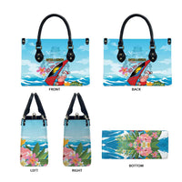 Personalized Antigua and Barbuda Christmas Leather Bag Windsurfing Santa Caribbean Tropical Style - Wonder Print Shop