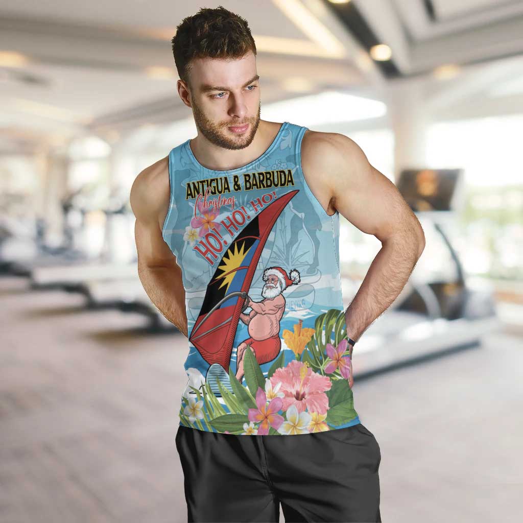 Personalized Antigua and Barbuda Christmas Men Tank Top Windsurfing Santa Caribbean Tropical Style - Wonder Print Shop