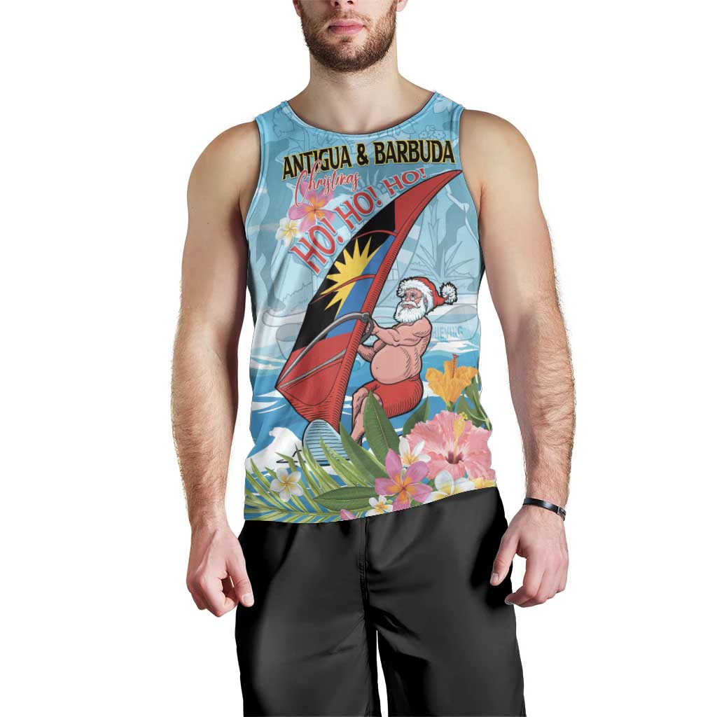Personalized Antigua and Barbuda Christmas Men Tank Top Windsurfing Santa Caribbean Tropical Style - Wonder Print Shop