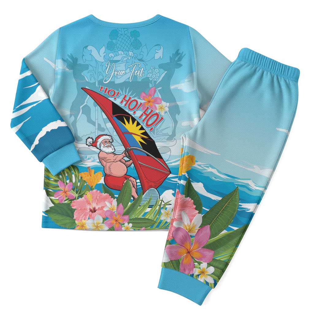 Personalized Antigua and Barbuda Christmas Pajama Set Windsurfing Santa Caribbean Tropical Style - Wonder Print Shop