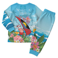 Personalized Antigua and Barbuda Christmas Pajama Set Windsurfing Santa Caribbean Tropical Style - Wonder Print Shop